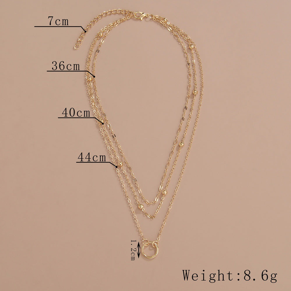 Simple Ring Double Layer Necklace Layered