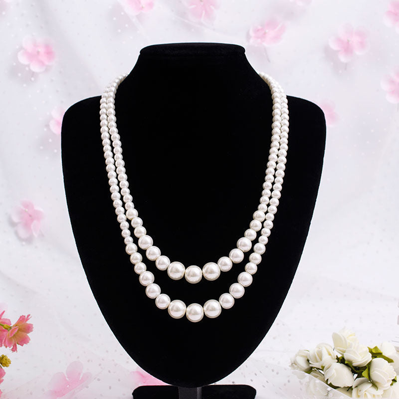 Multi-Layer Pearl Statement Bridal Choker Necklace