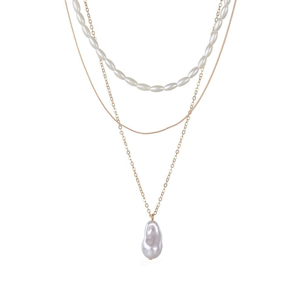 Irregular Baroque Faux Pearl Beads Necklace Choker