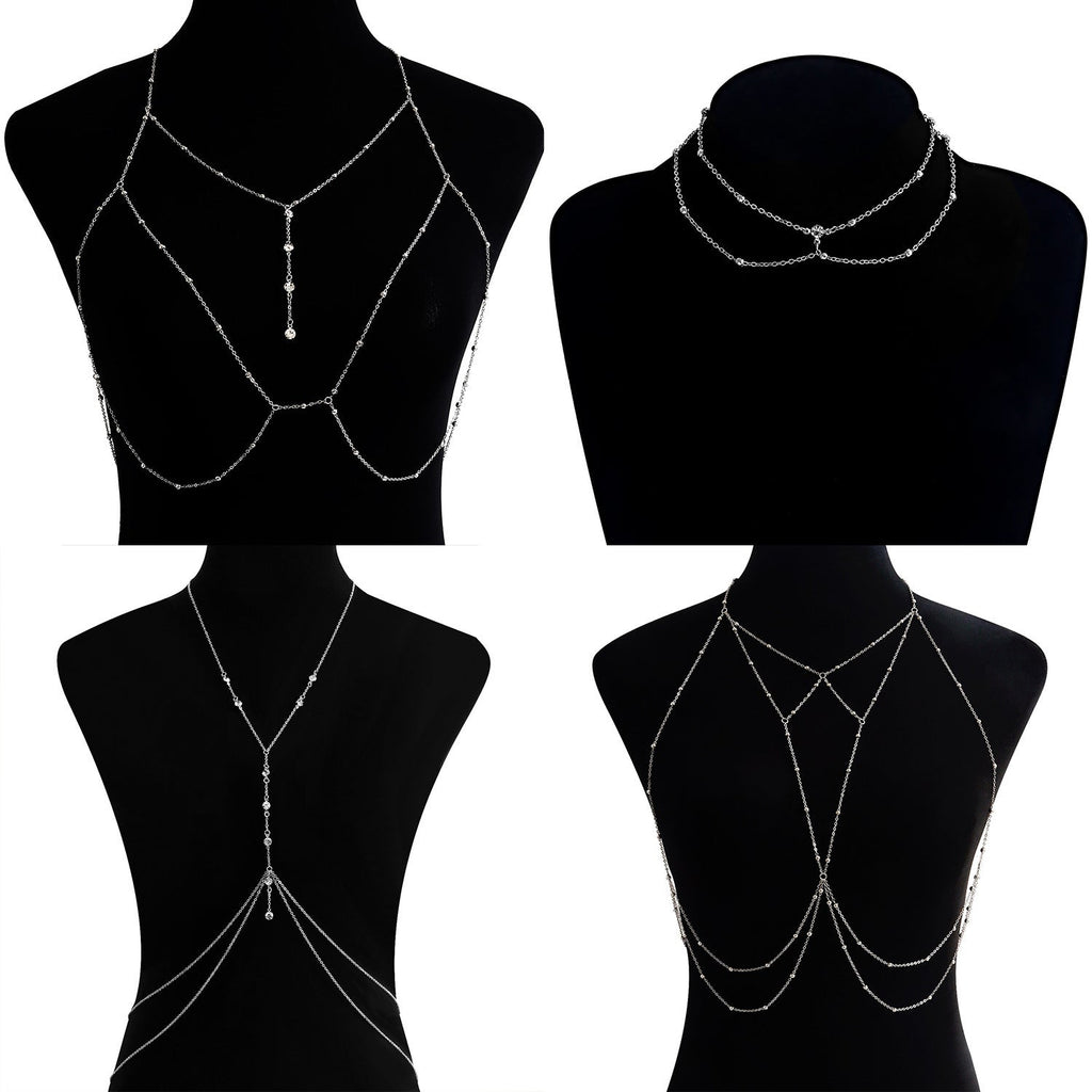 Sexy Body Chain Fashion Rhinestone Belly Party Beach Bra Chain