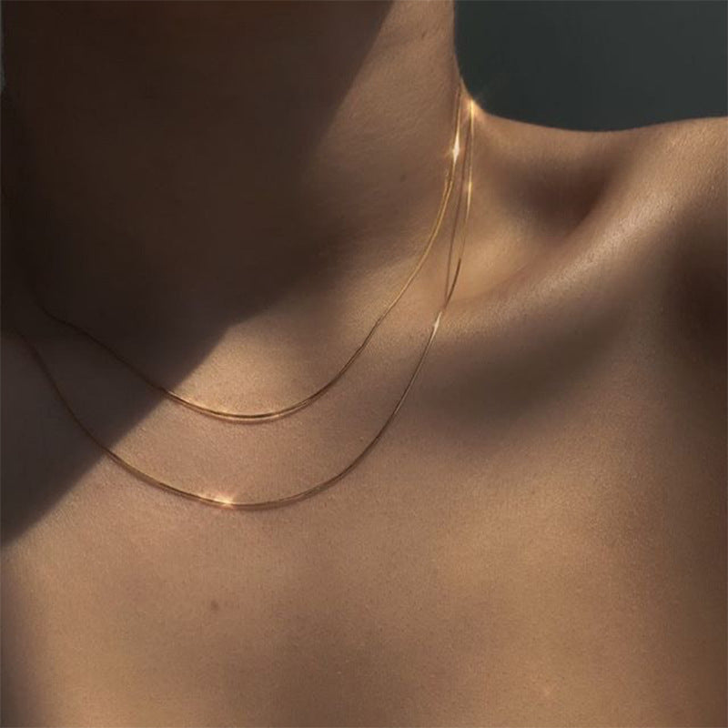 Double Layered Chain Necklace Women
