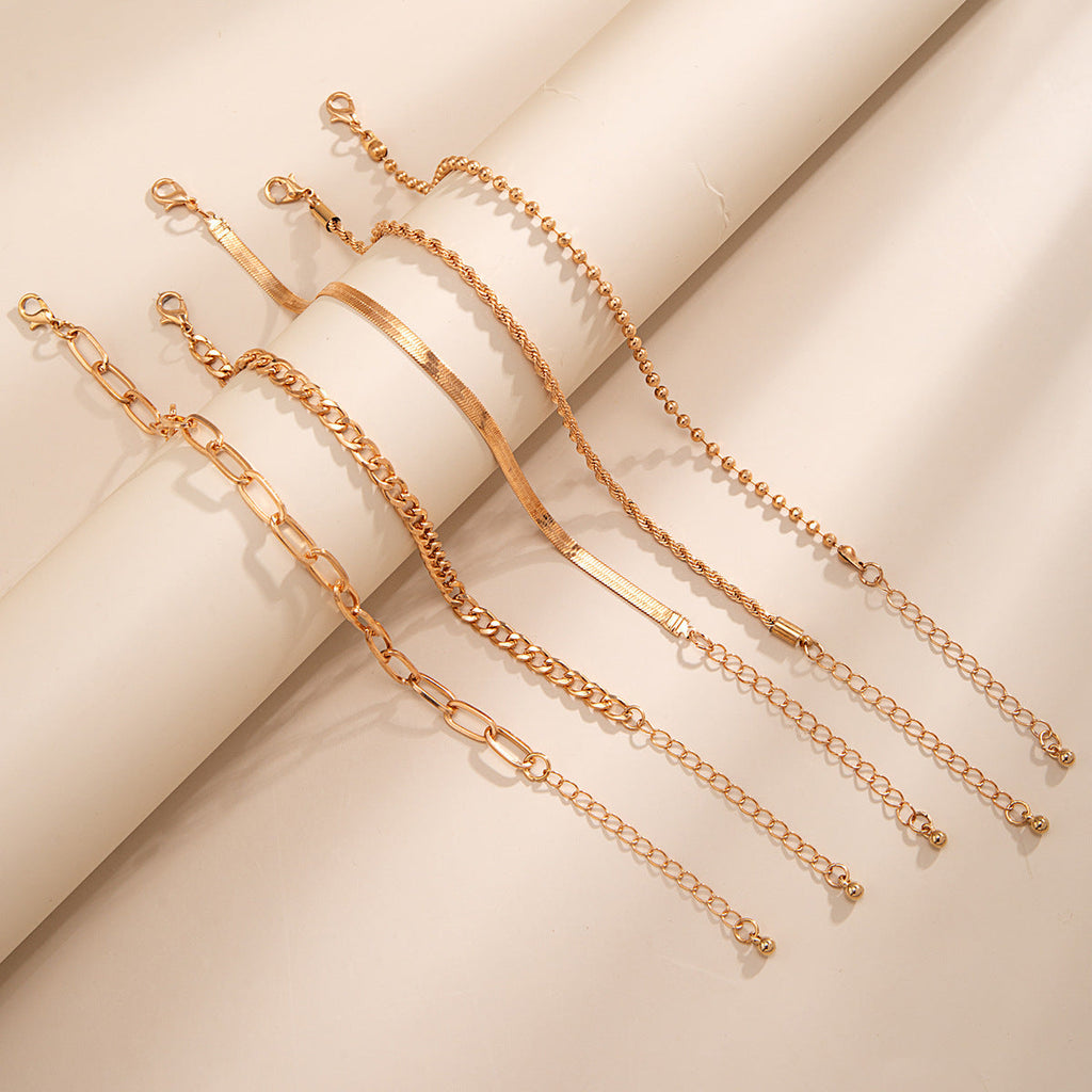 Multi-layer Beach Chain Beaded Cuban Link Anklet Jewelry