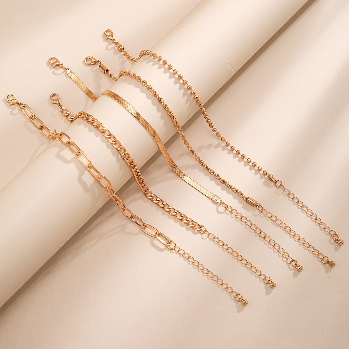Multi-layer Beach Chain Beaded Cuban Link Anklet Jewelry