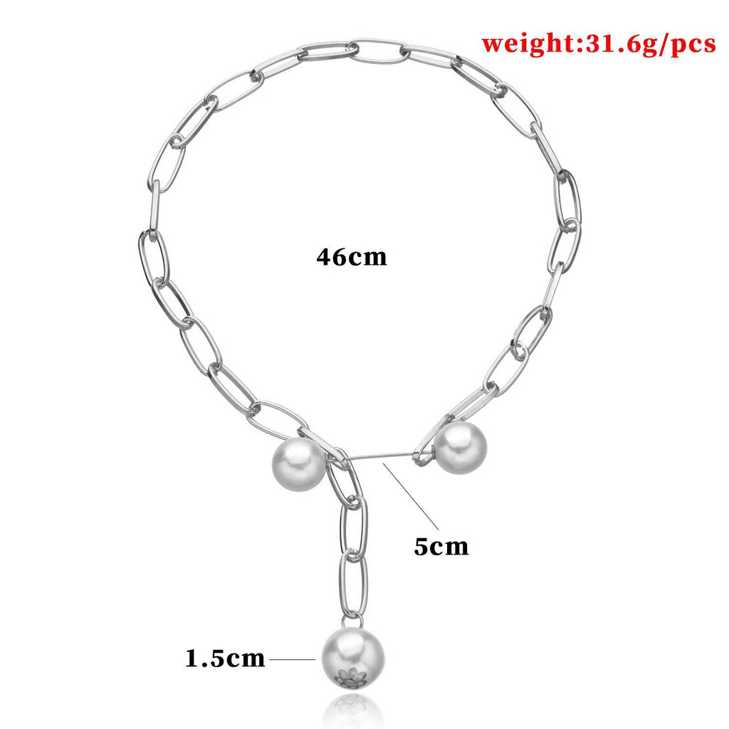 Exaggerated Brooch Pearl Pendant Multi Layer Necklace