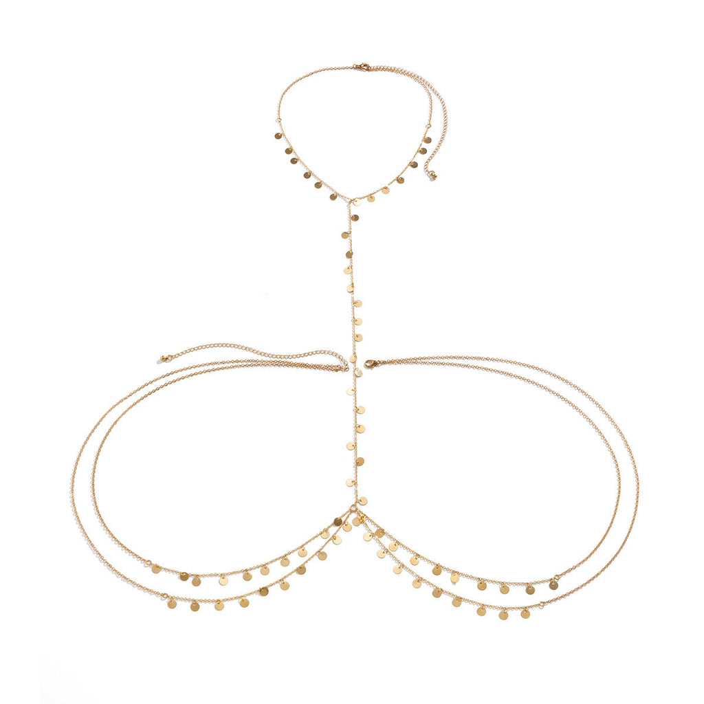Sexy Imitation Pearl Star Multi-Layer Bikini Breast Chain Body Chain