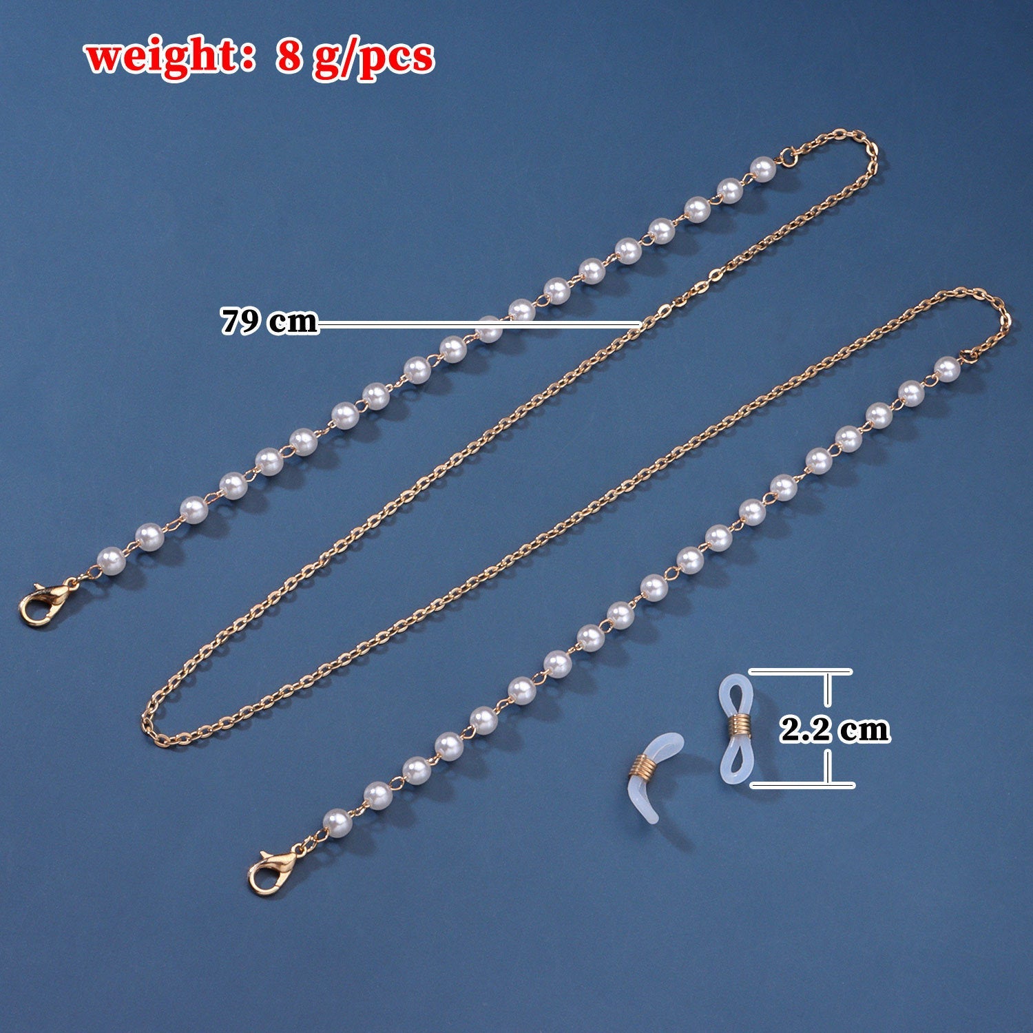 White Pearl Metal Gold Sunglasses Chain