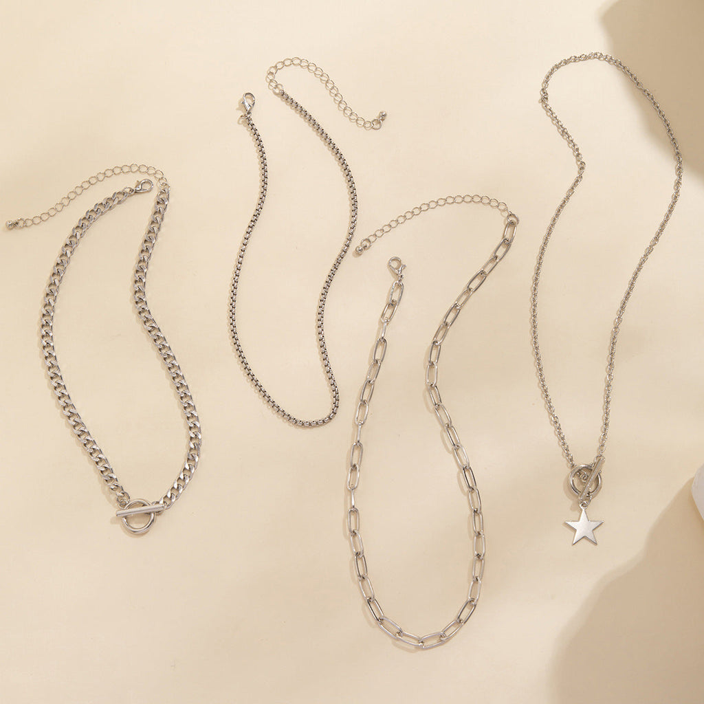 Three Layers Chain Multi Necklaces With Star Pendant