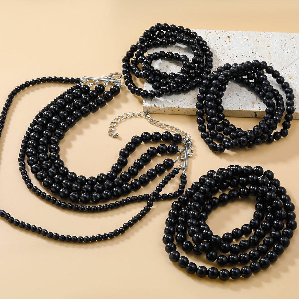 Multi-layer Long Pearl Necklace Set for Women