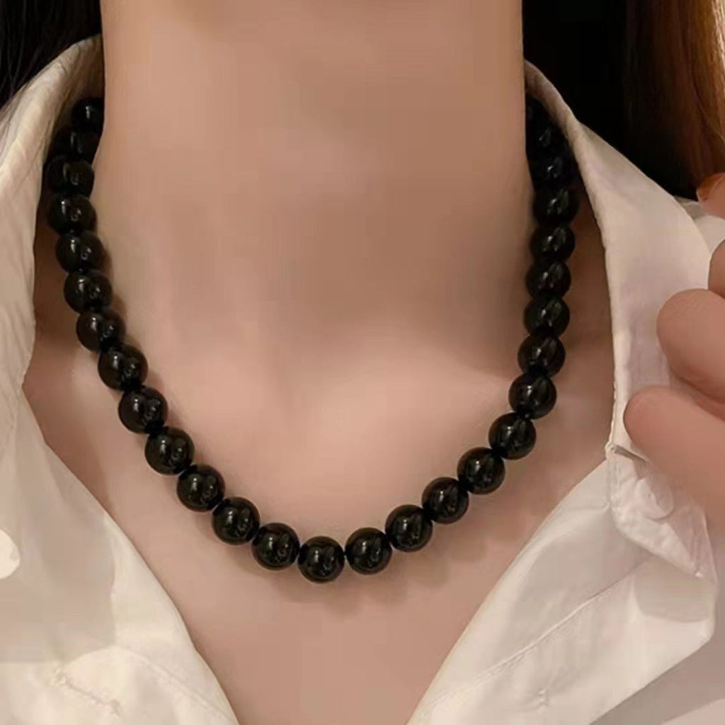 Red Black Glass Beaded Necklace for Women