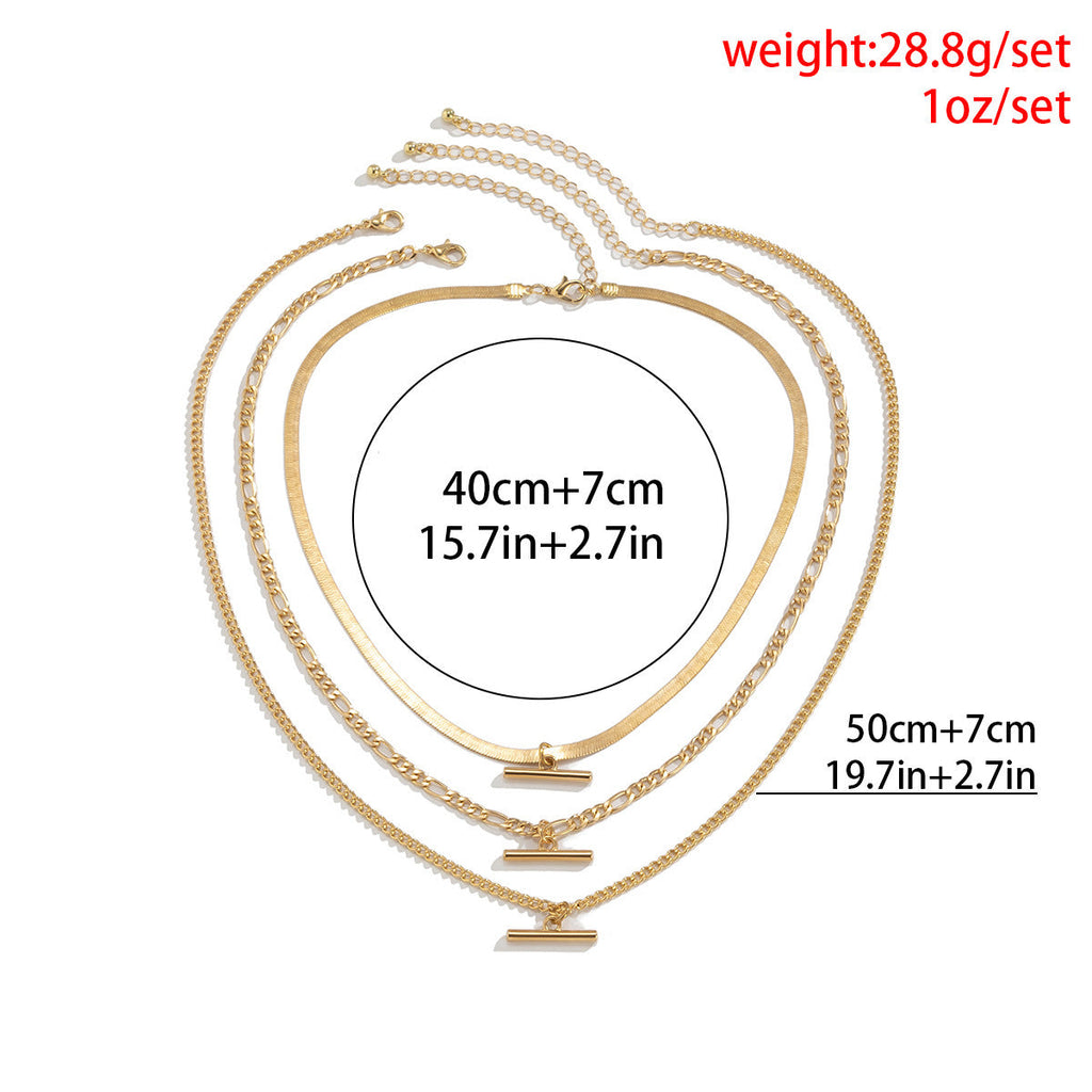 T Bar Necklace Multilayer Simple Layered Necklace