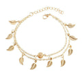 Beach Leaf Layered Tassel Foot Chain Anklets Jewelry