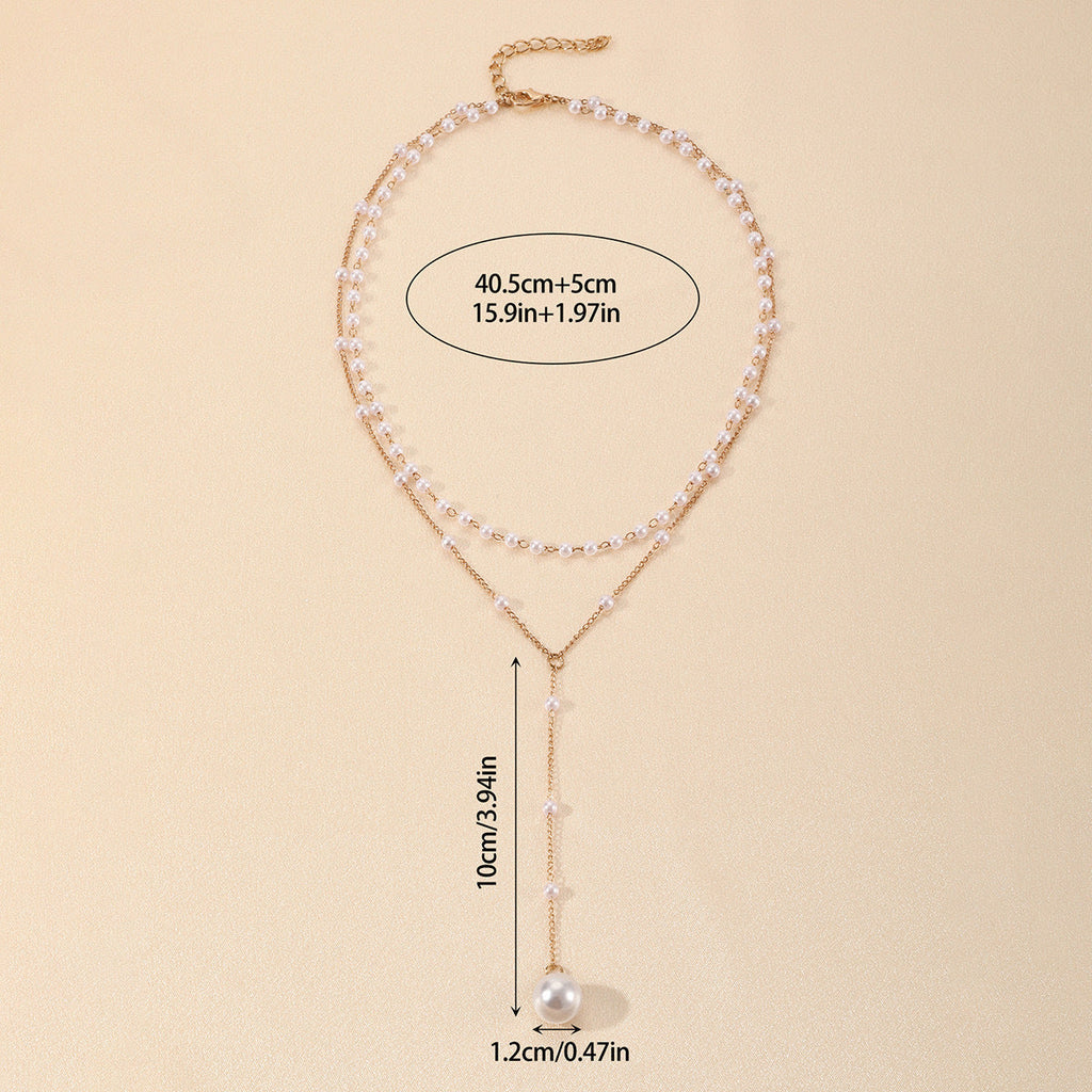 New Pearl Necklace Tassel Layered Necklace