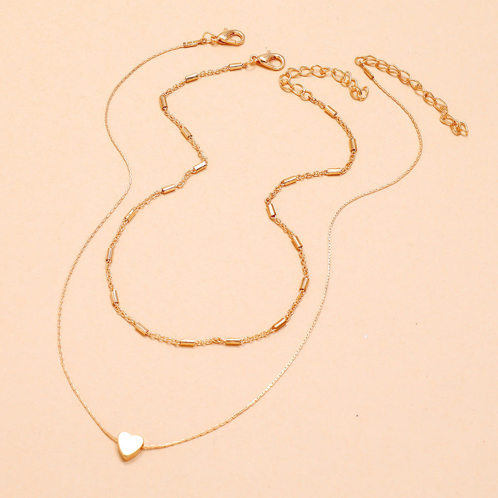 Lovely Style Necklaces 2 Layers Love Heart Multi-layer Chain Choker