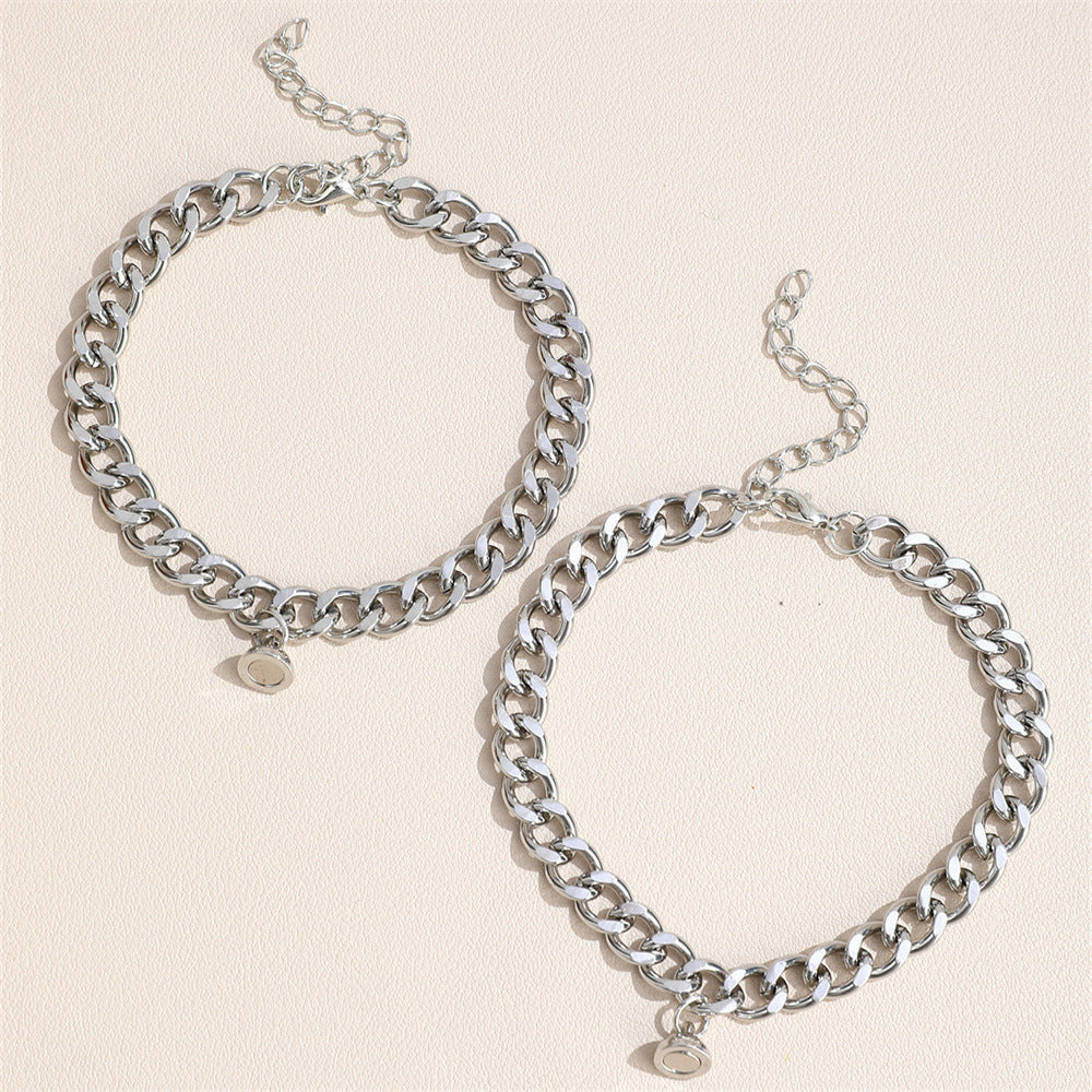 2 Pcs/set Couple Lover Bff Magnetic Cuban Chain Bracelet