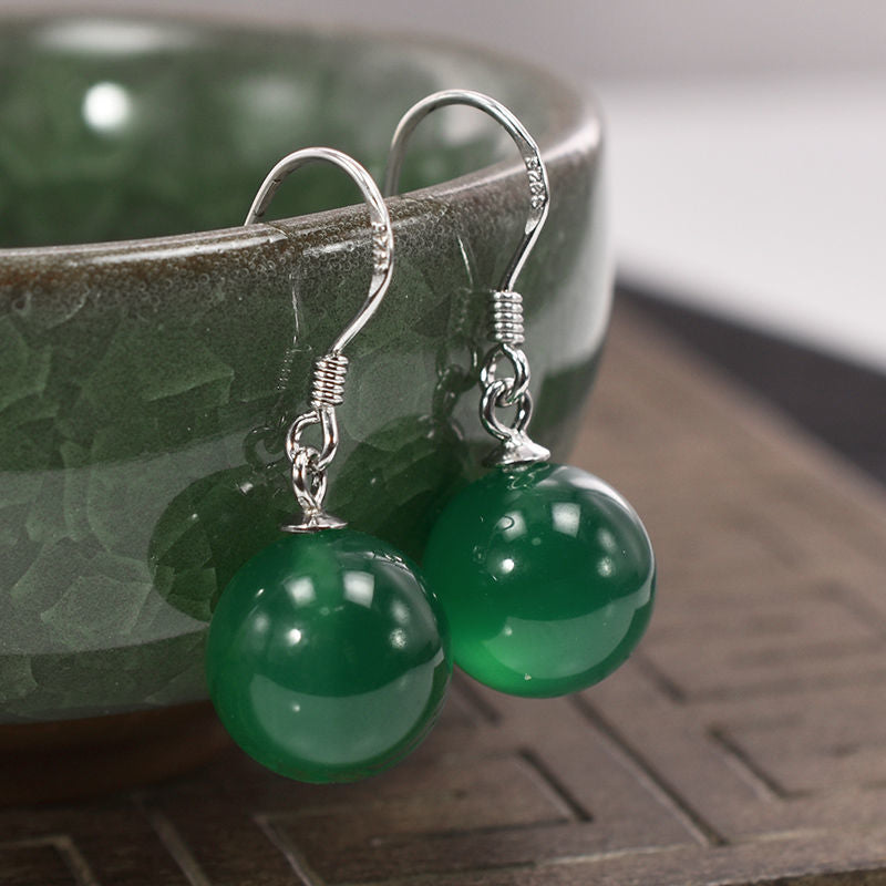 Nature Stone Black Agate Earring