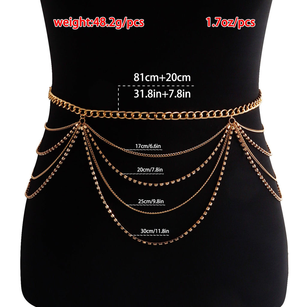 Sexy Tassel Rhinestone Body Chain Bikini Tassel Body Jewelry