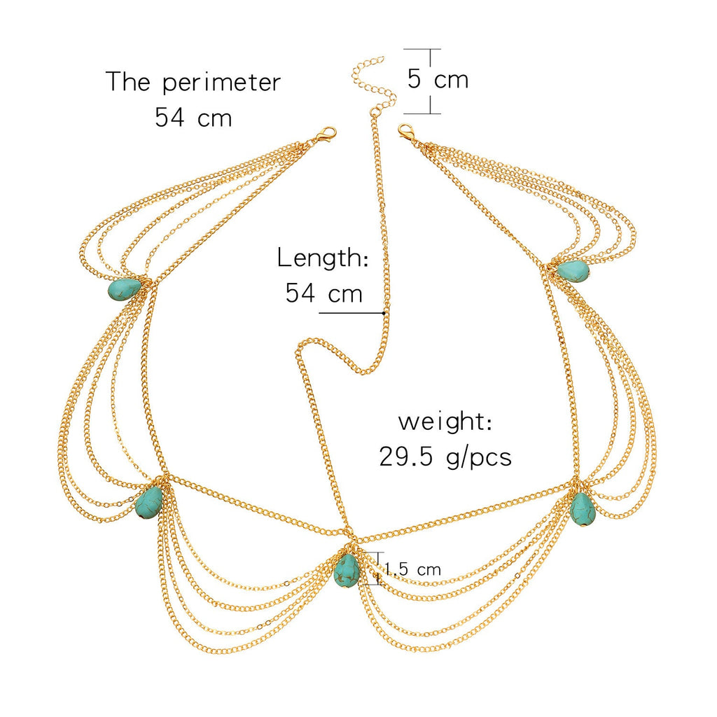 Bohemia Beach Turquoise Pendant Forehead Chain