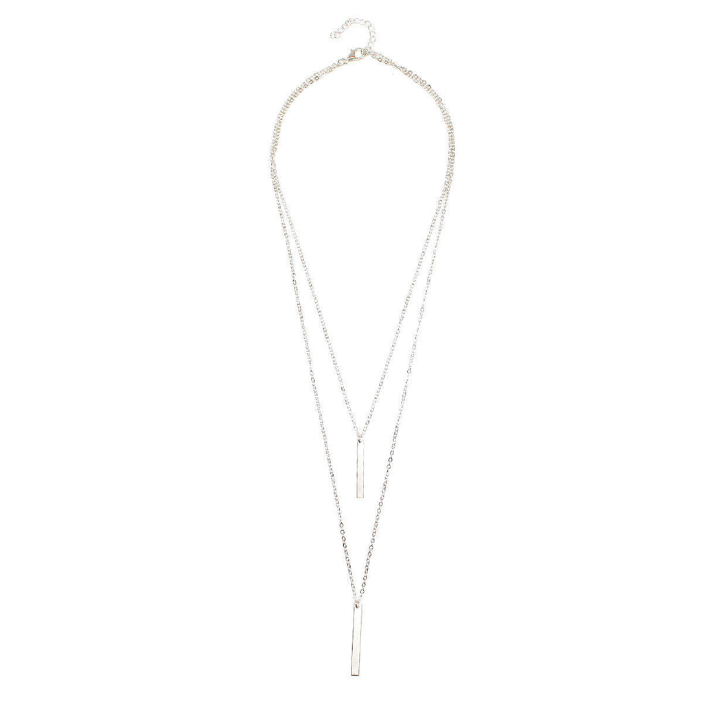 Layered Rectangular Pendant Necklace