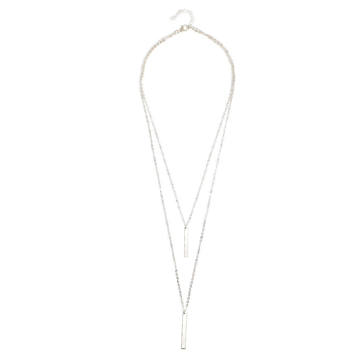 Layered Rectangular Pendant Necklace