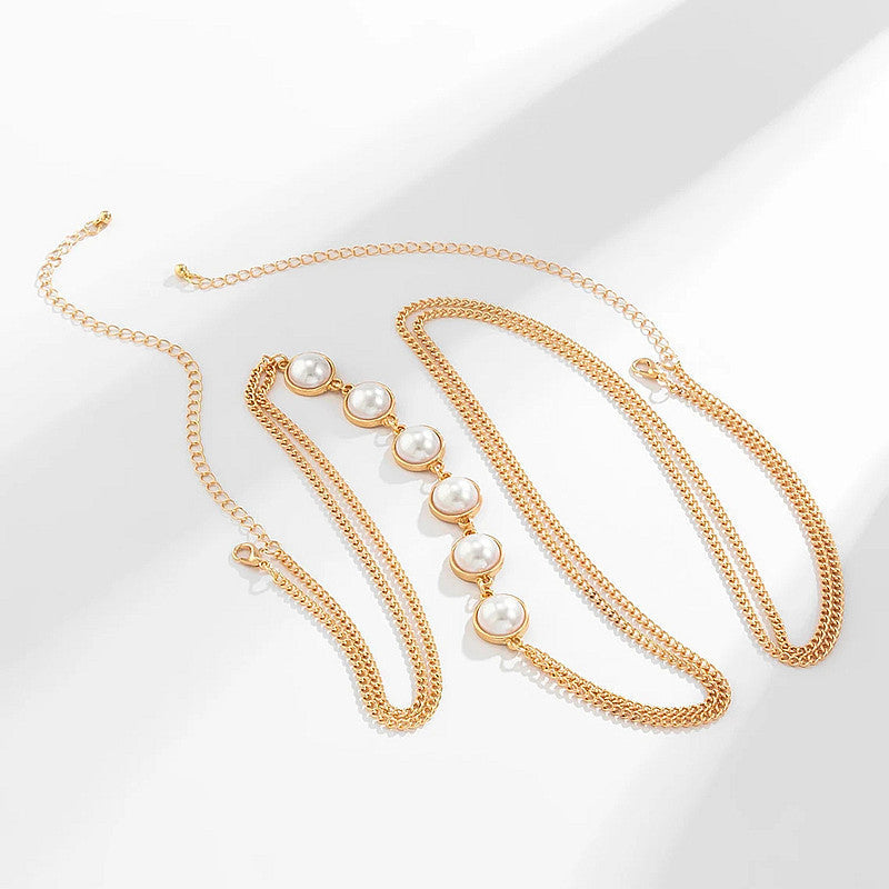 Sexy Body Chain Pearl Layered Bra Chain Women Fashion Bikini Jewelry