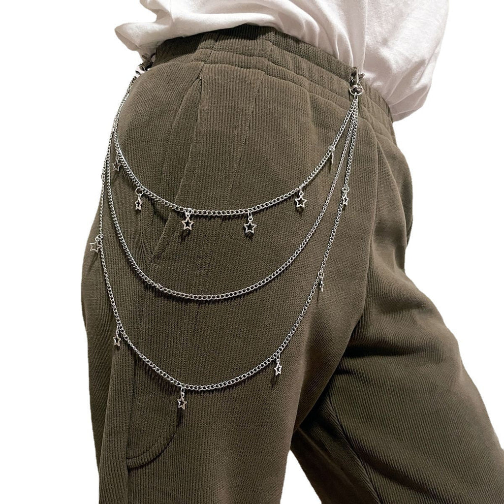 Vintage Metal Key Pendant Multi-layer Star Waist Chain