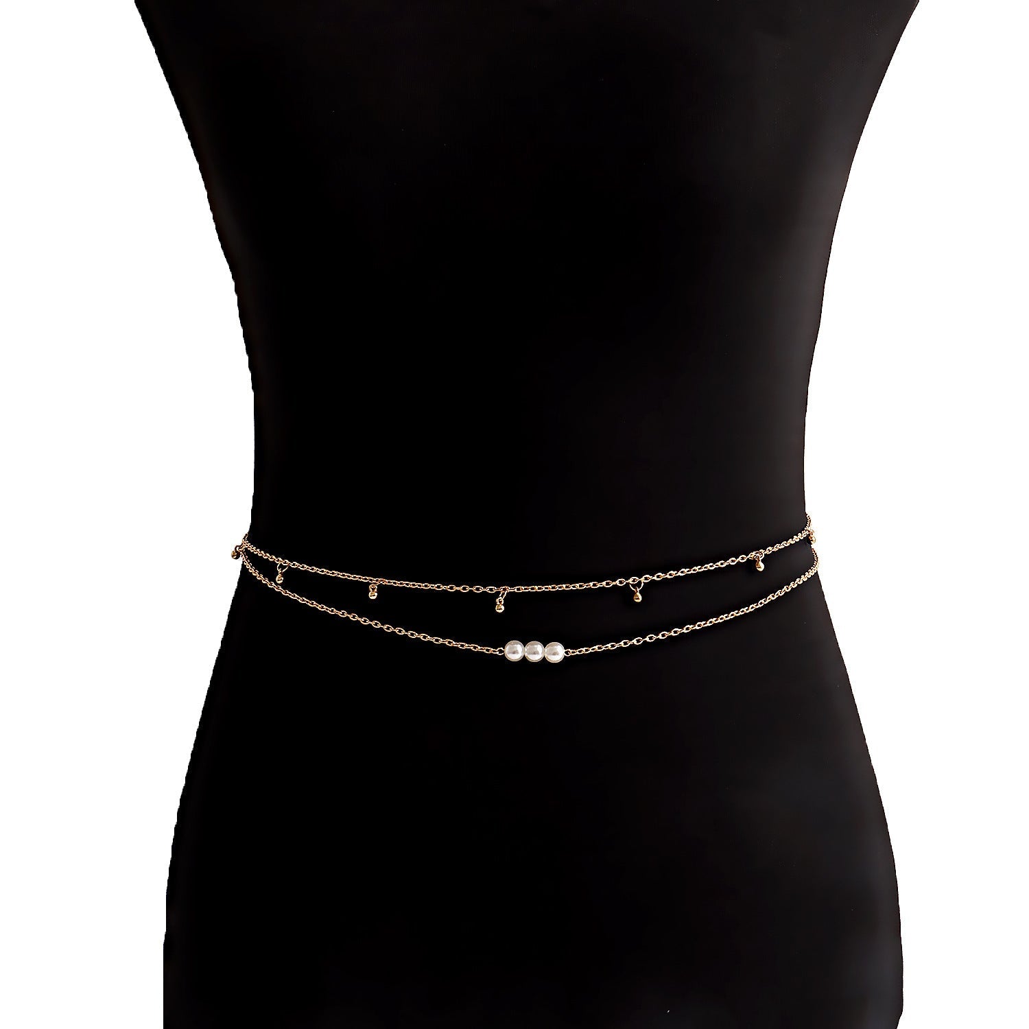 Vintage Double Layer Pearl Bead Chain Belly Chain