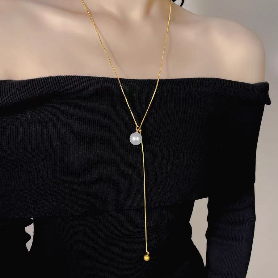 Fashion Pearl Beaded Necklace Sweater Chain Choker