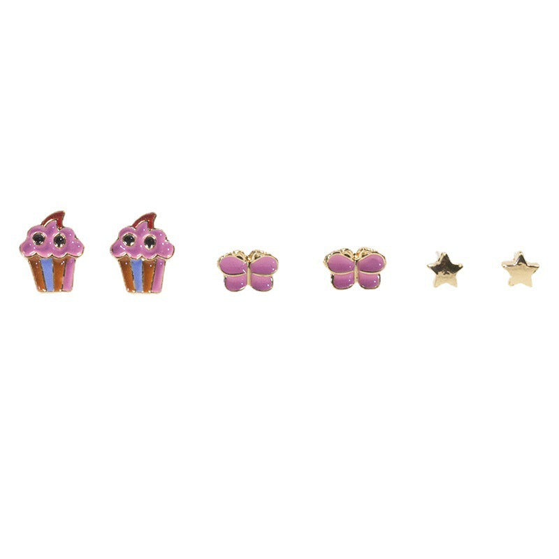 Ice cream butterfly stud earrings set