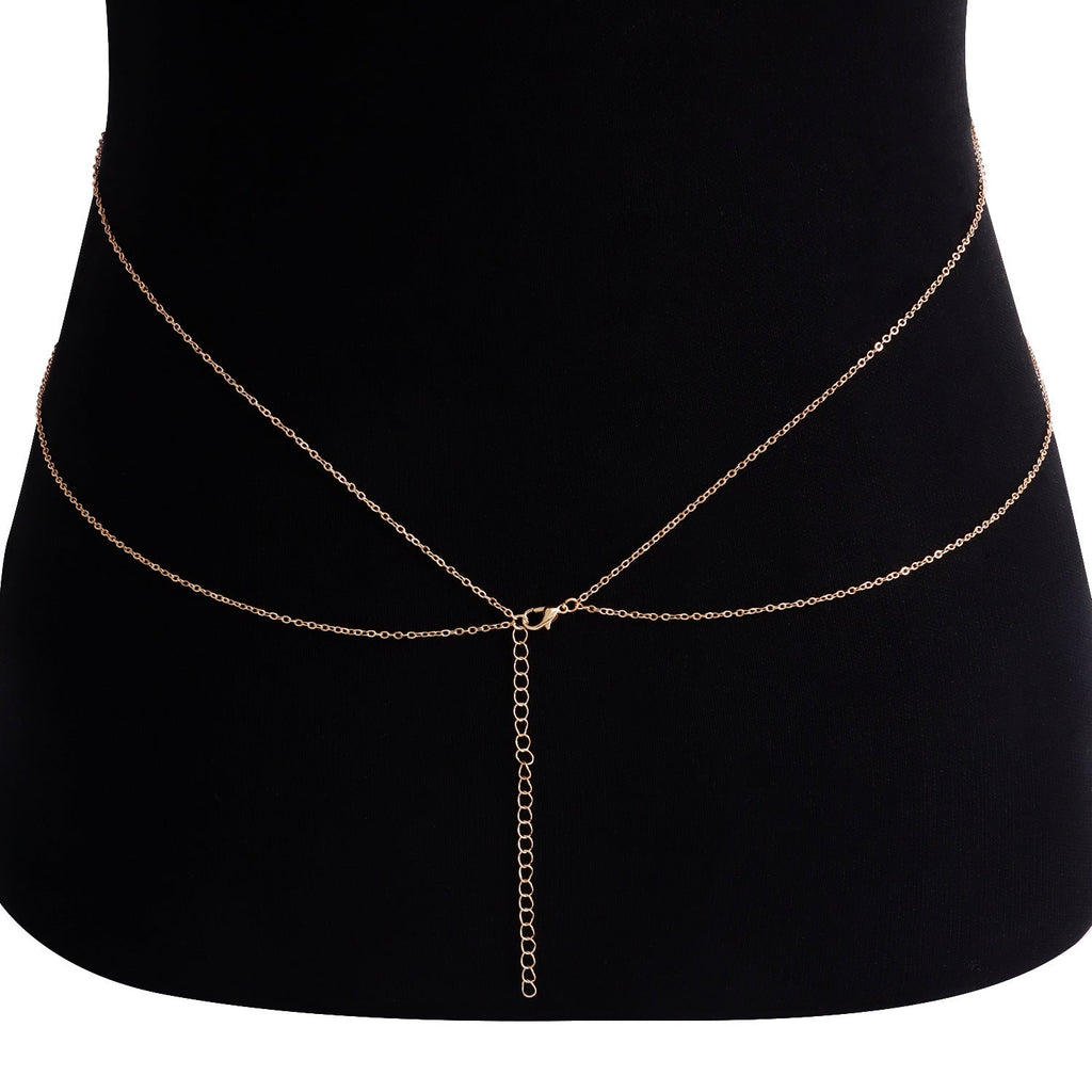 Simple Rhinestone Bikini Breast Chain Waist Chain Sexy Body Jewelry