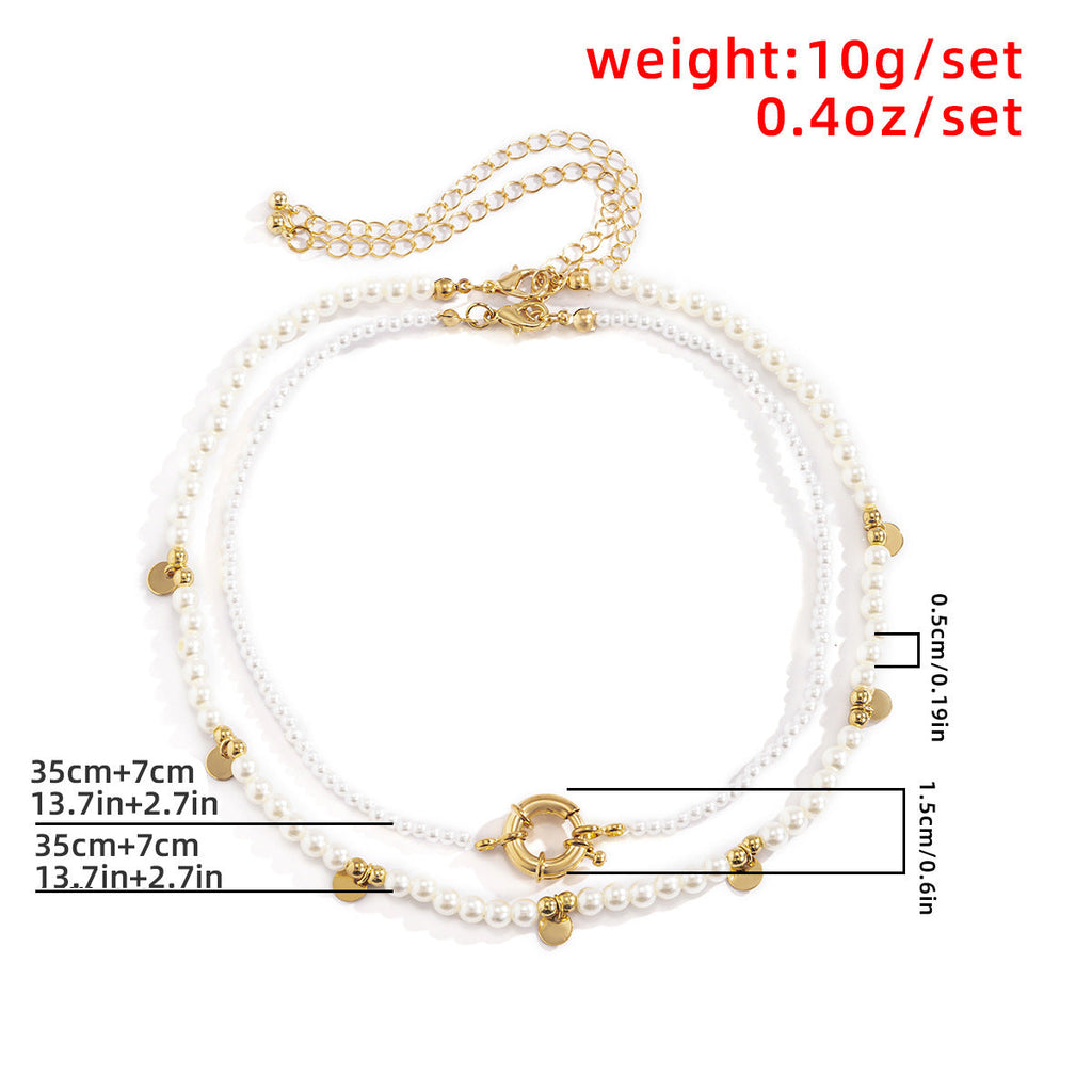 Imitation Pearl Geometric Pendant Necklace