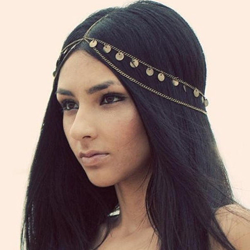 Bohemia Tassel Round Charm Head Chain
