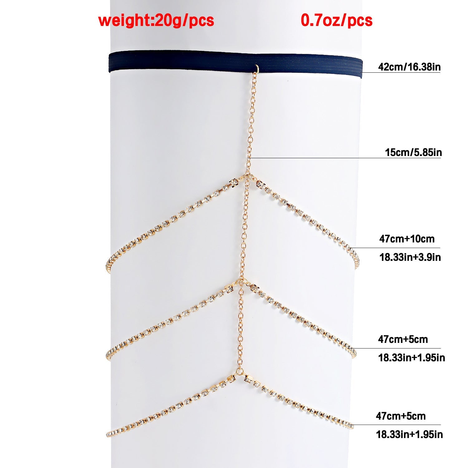 Bohemia Simple Gold Multi Layer Rhinestone Leg Chain