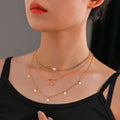 Boho Multilayered Pearl Pendant Necklace