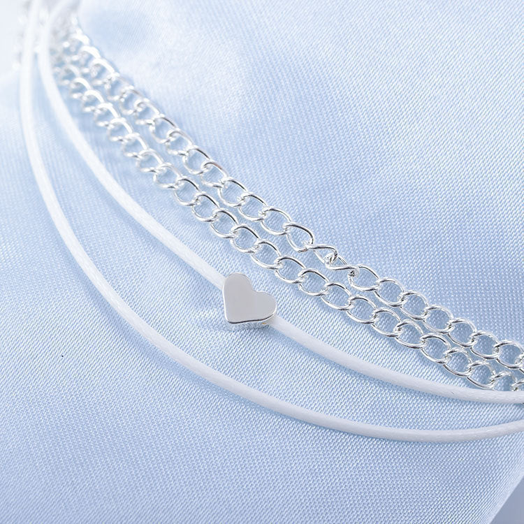 Beach Love Heart Multi-layer Anklet Jewelry