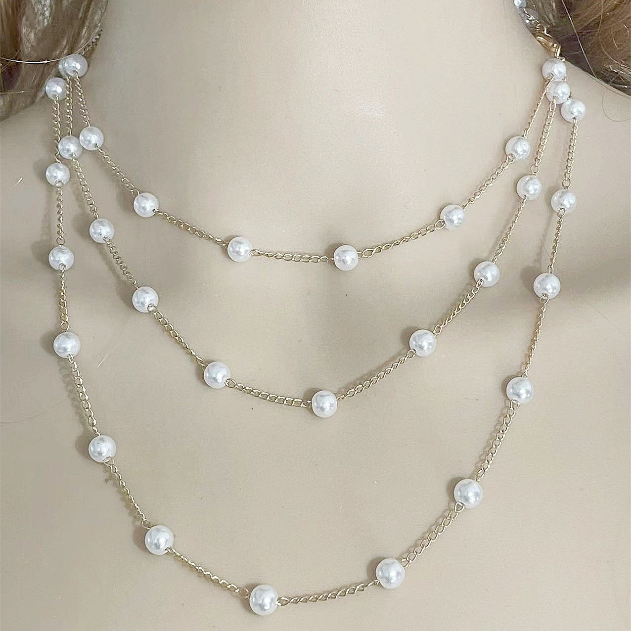 Beaded Collar Chain Retro Pearl Multi Layer Necklace
