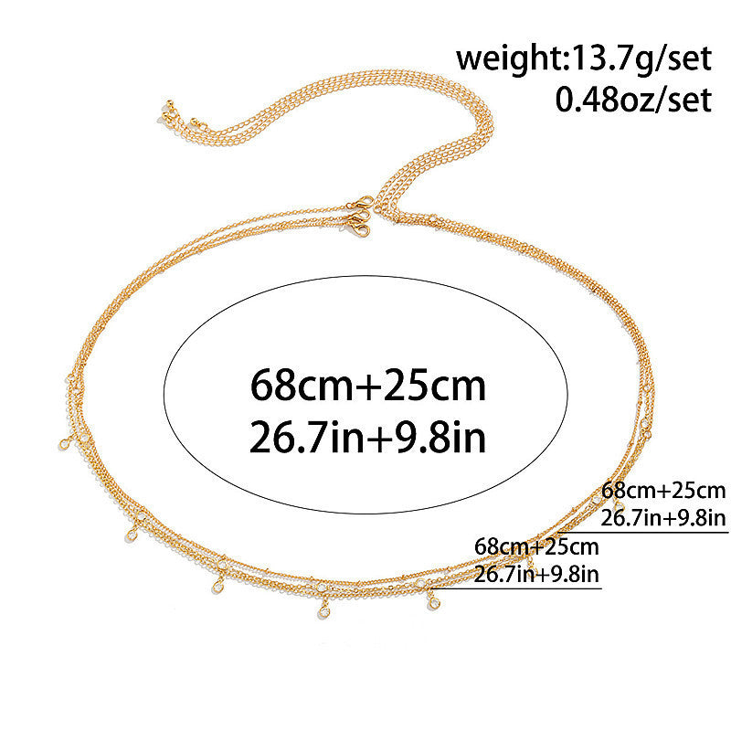 Sexy Rhinestone Double-layer Body Waist Chain