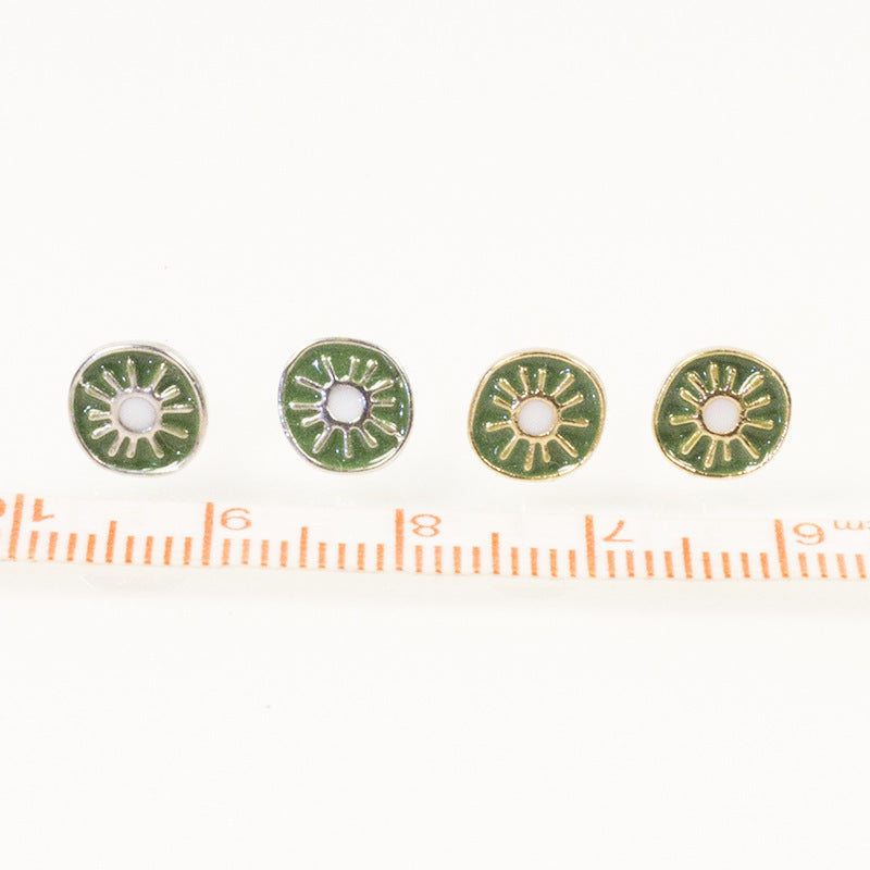 Enamel kiwi MIni Stud Earring
