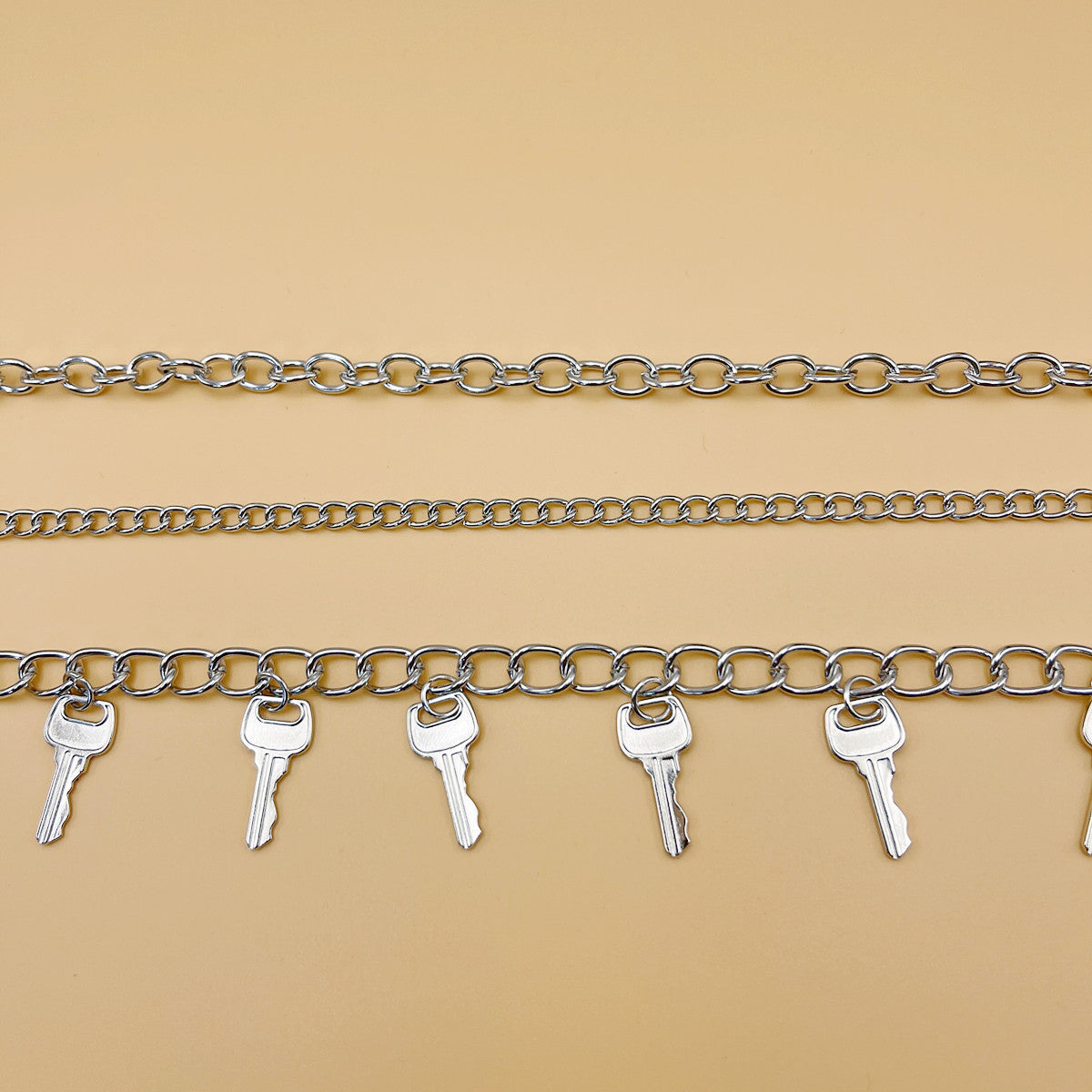 Vintage Metal Key Pendant Multi-layer Waist Chain