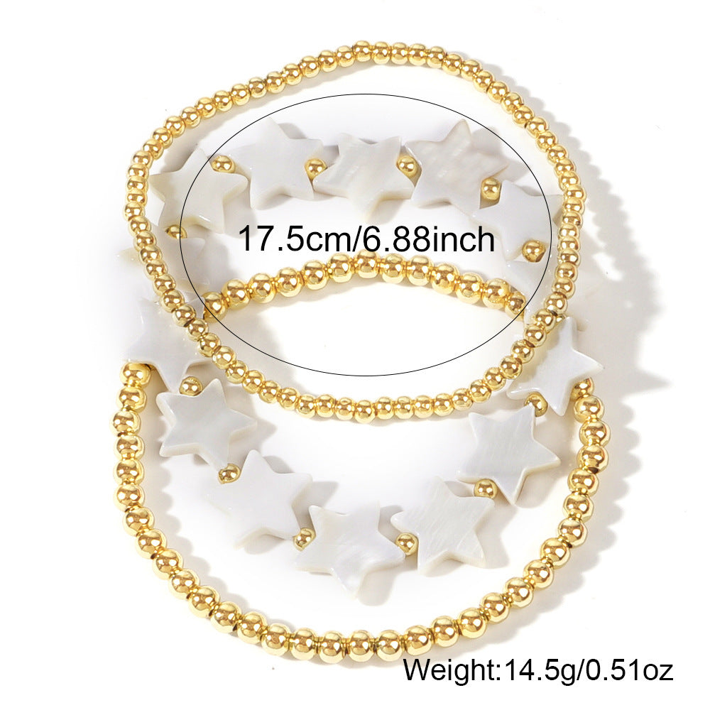 Shell Pentagram Elegant Bead Elastic Bracelet