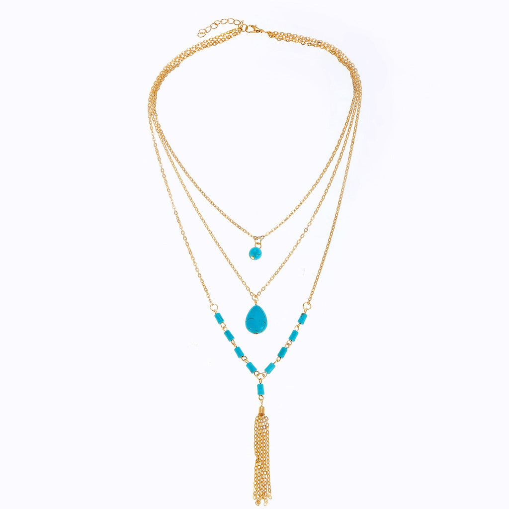 Tassel Necklace Turquoise Stone Necklace