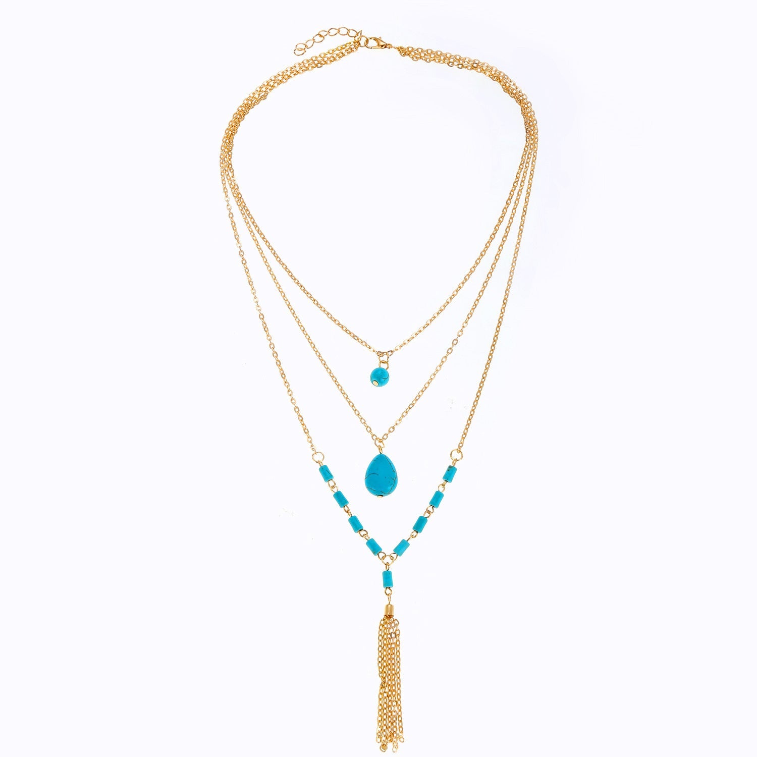 Tassel Necklace Turquoise Stone Necklace