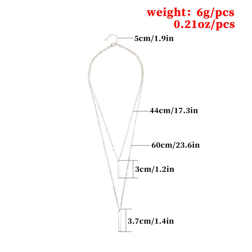 Layered Rectangular Pendant Necklace