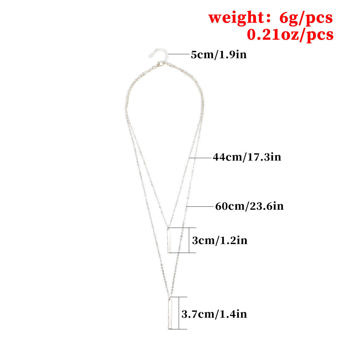 Layered Rectangular Pendant Necklace