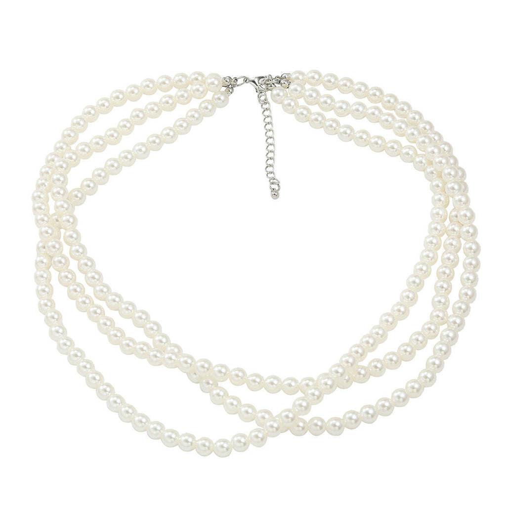Multi Layered Pearl Necklace Elegant Banquet Bride