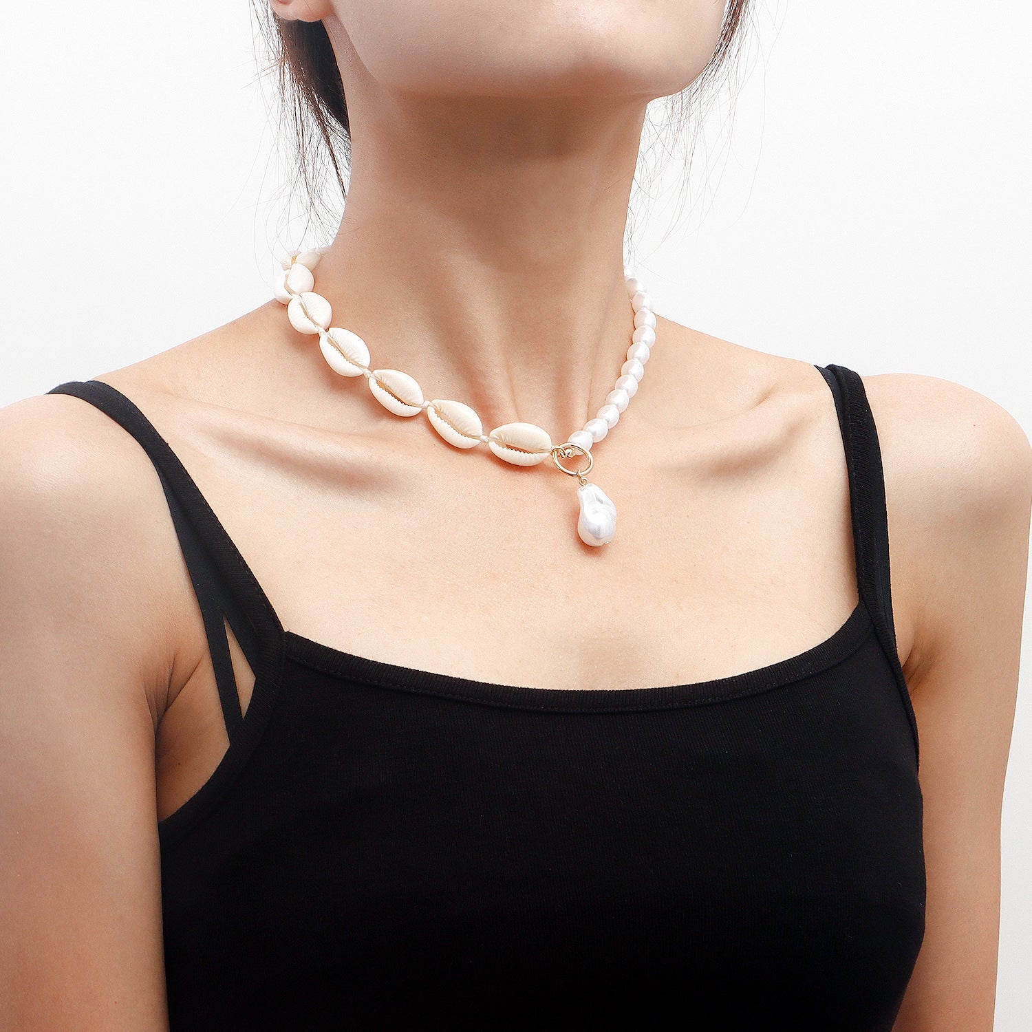 Fashion Pearl Pendant Chain Necklace Charm Faux Jewelry