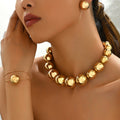 Classic Luxury Pearl Beads Bracelet Necklace Earrings Set