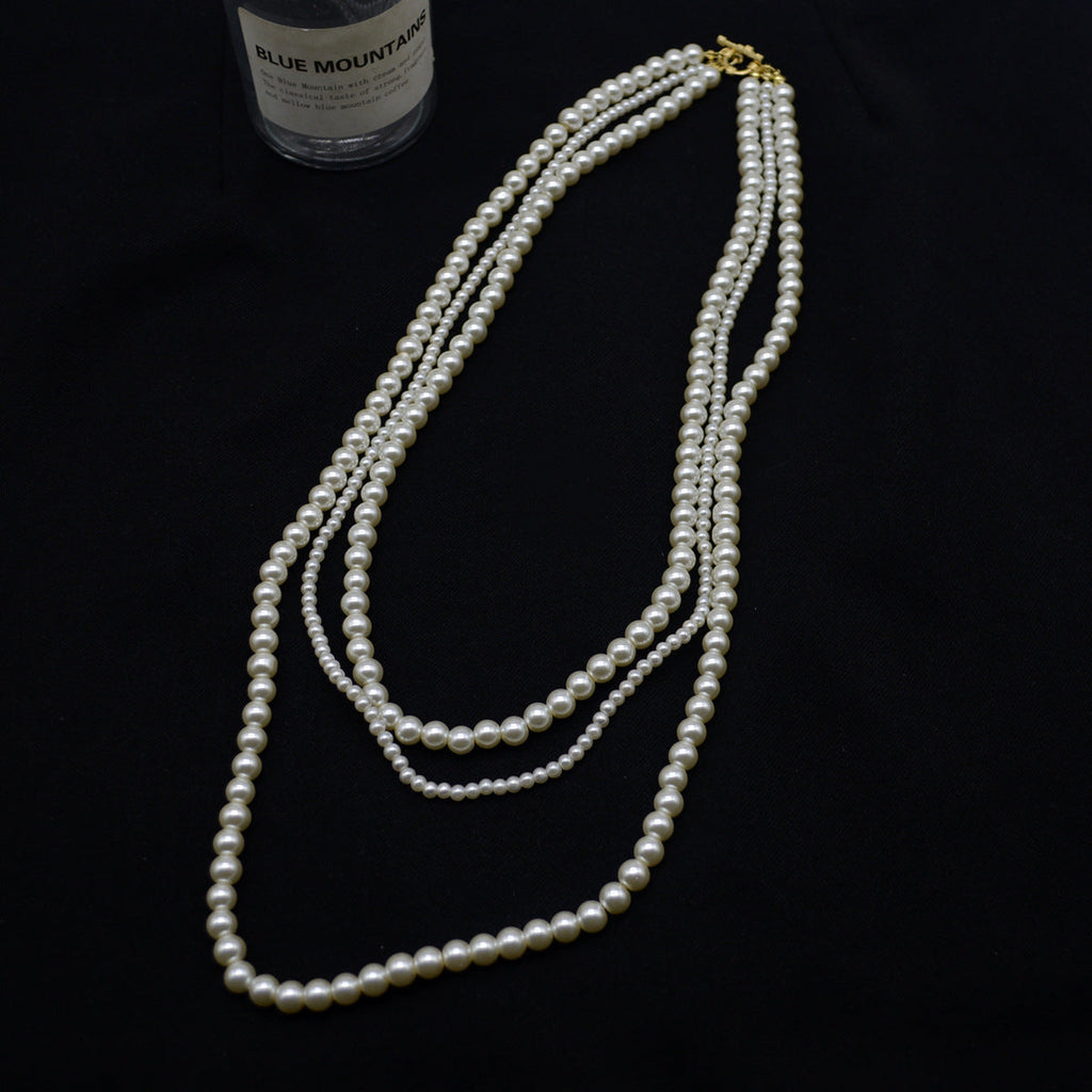 Classic Hematite Beaded Necklace Baroque Pearl Dainty Necklace