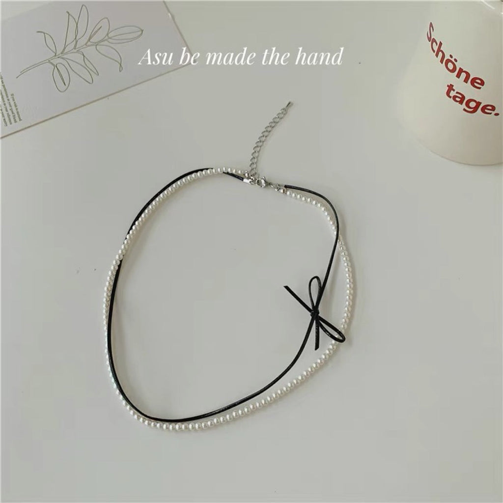 BowKnot Necklace Lovely Pearl Chokers Necklace