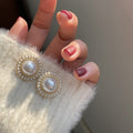 Retro Round Pearl Earrings