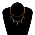 Vintage Jewelry Multi Moon Charm Layered Chain Necklace